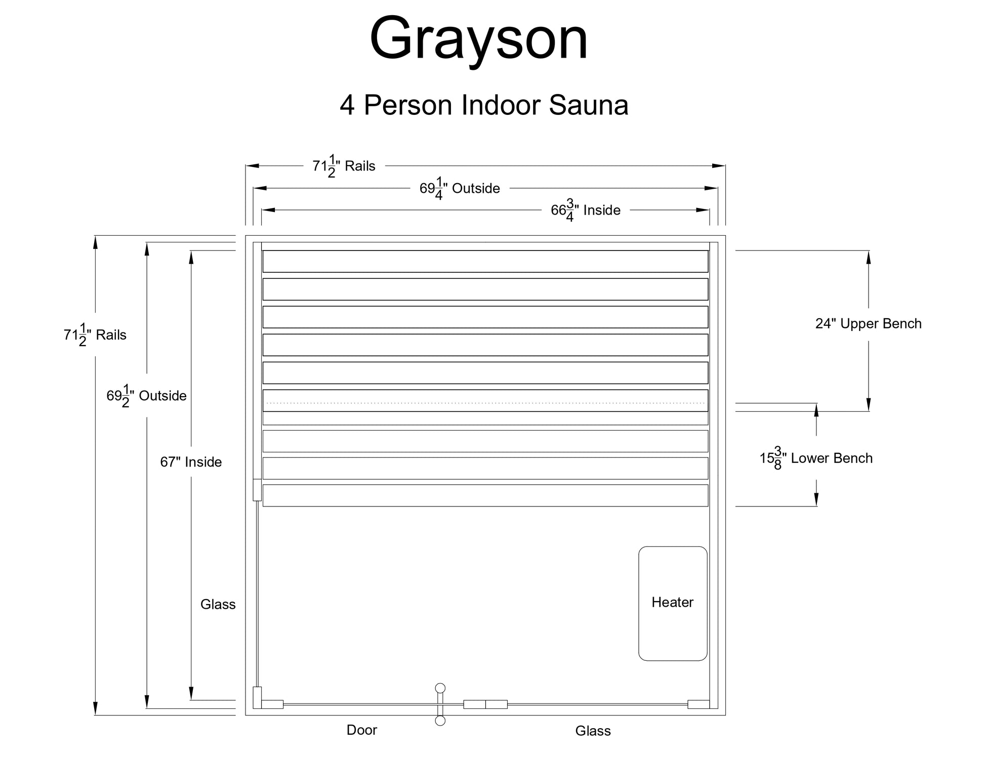 Grayson 4 Person Indoor Sauna - Indoor Saunas
