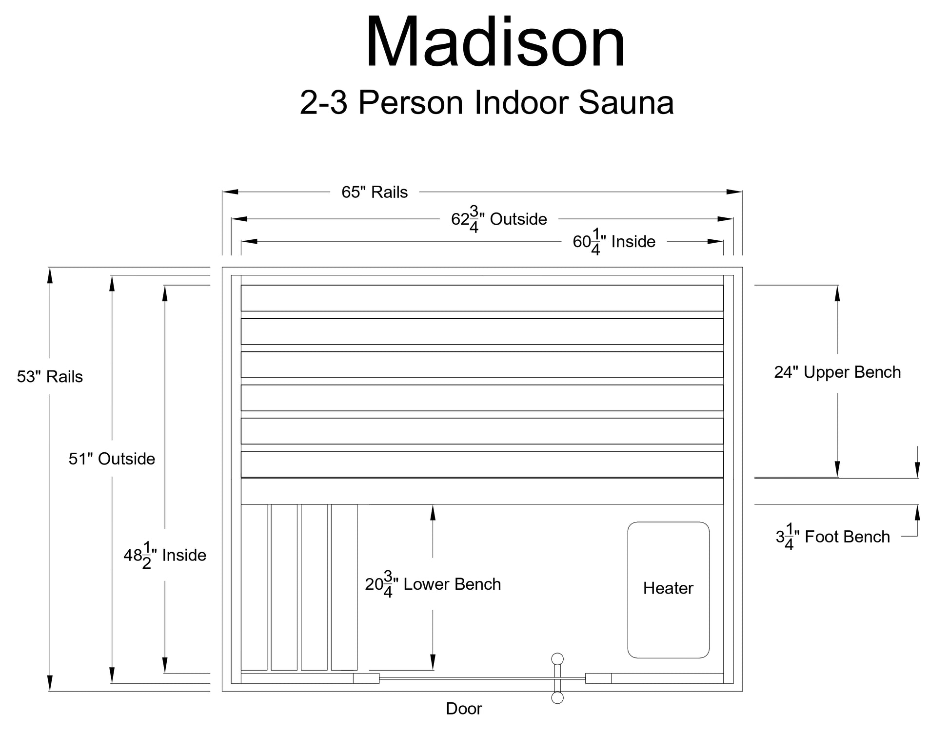 Madison 2-3 Person Indoor Sauna - Indoor Saunas