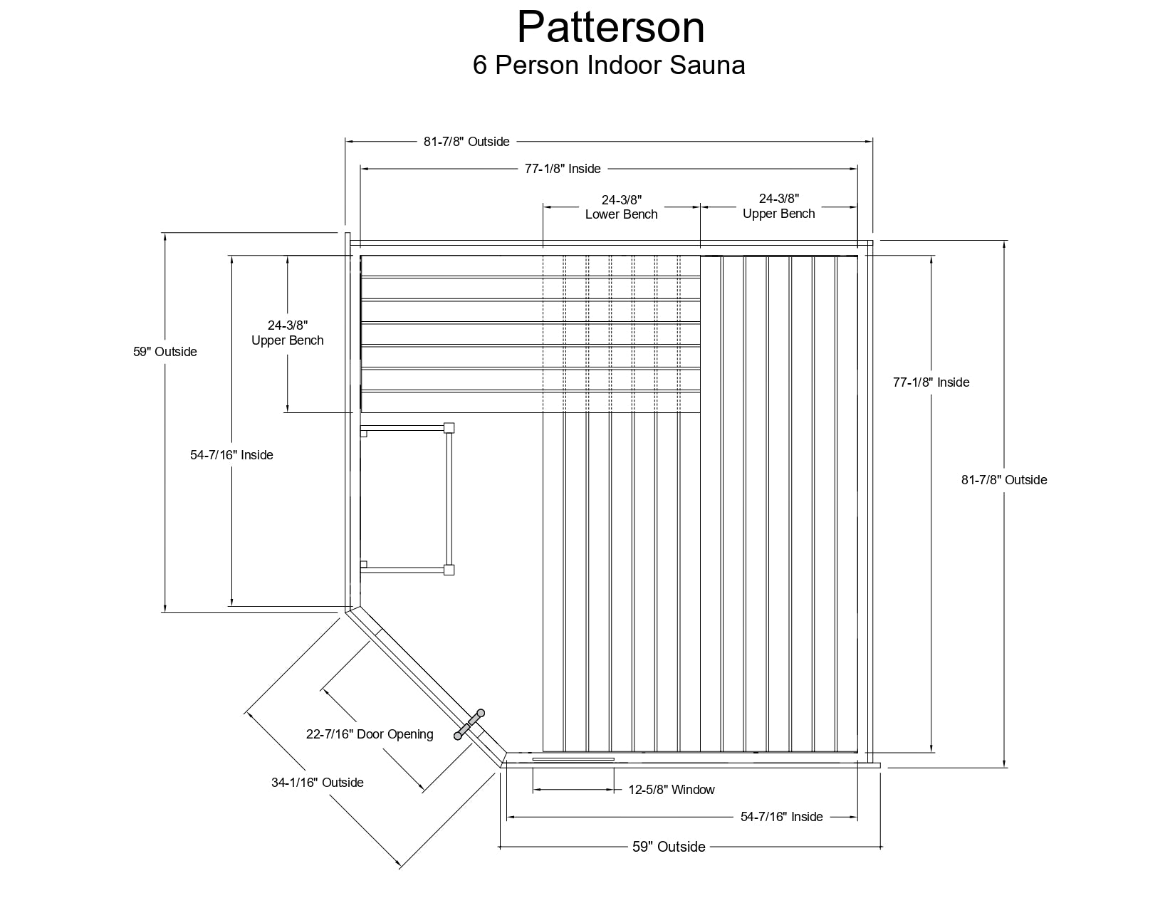 Patterson 6 Person Indoor Sauna - Indoor Saunas