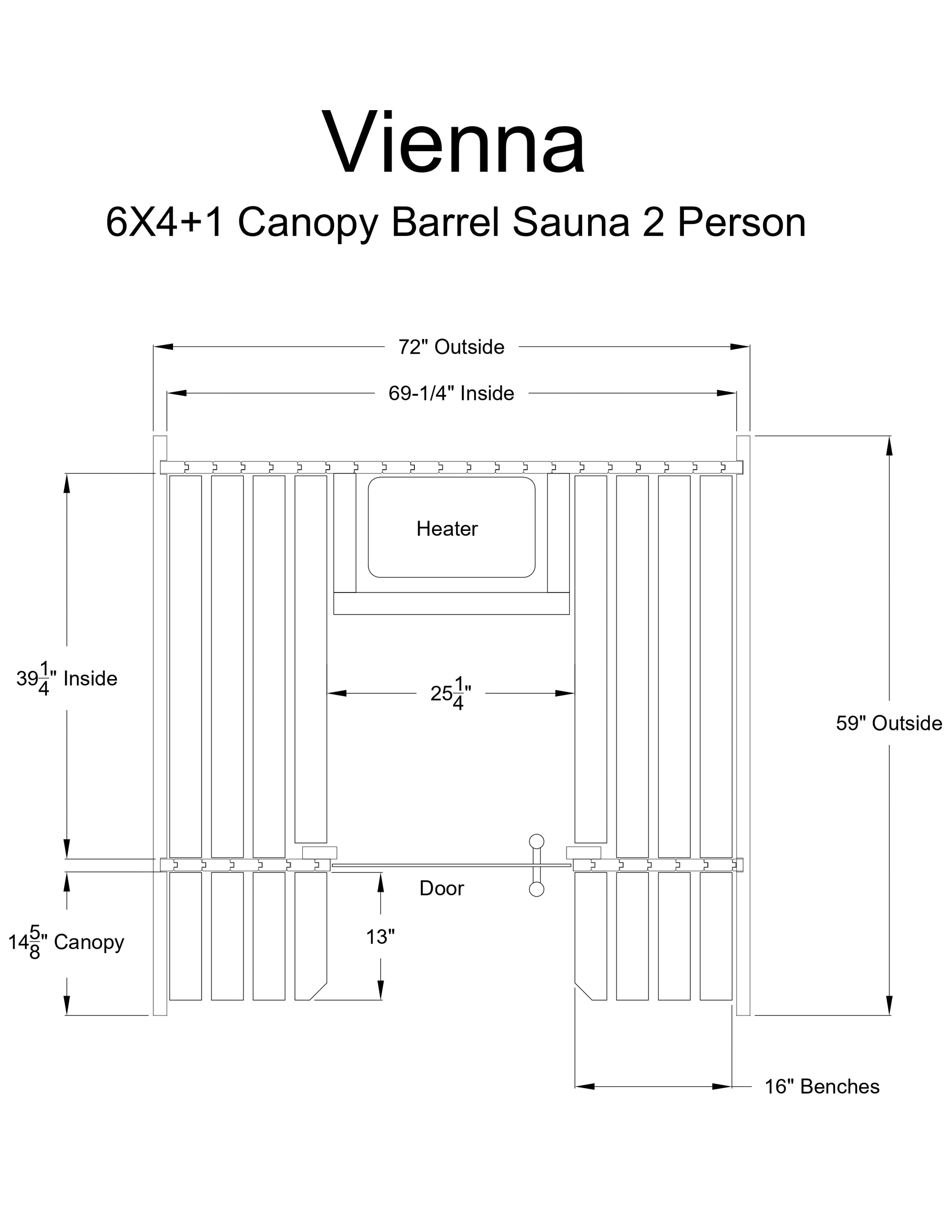 Vienna 2 Person Canopy Barrel Sauna - Outdoor Saunas