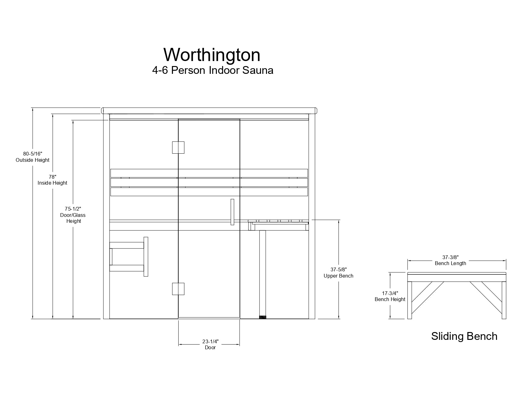 Worthington 4-6 Person Indoor Sauna - Indoor Saunas