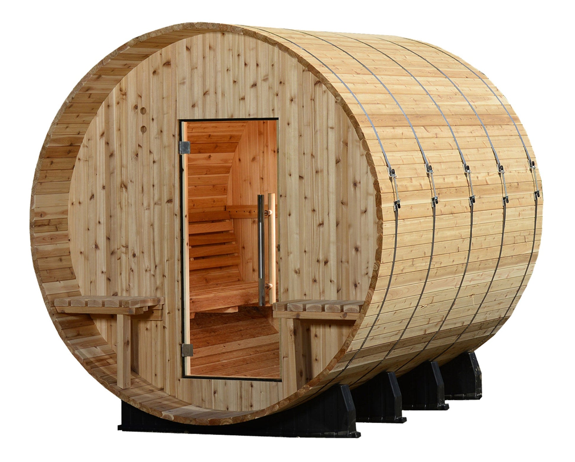 Grandview 8-Person Canopy Sauna with glass door.