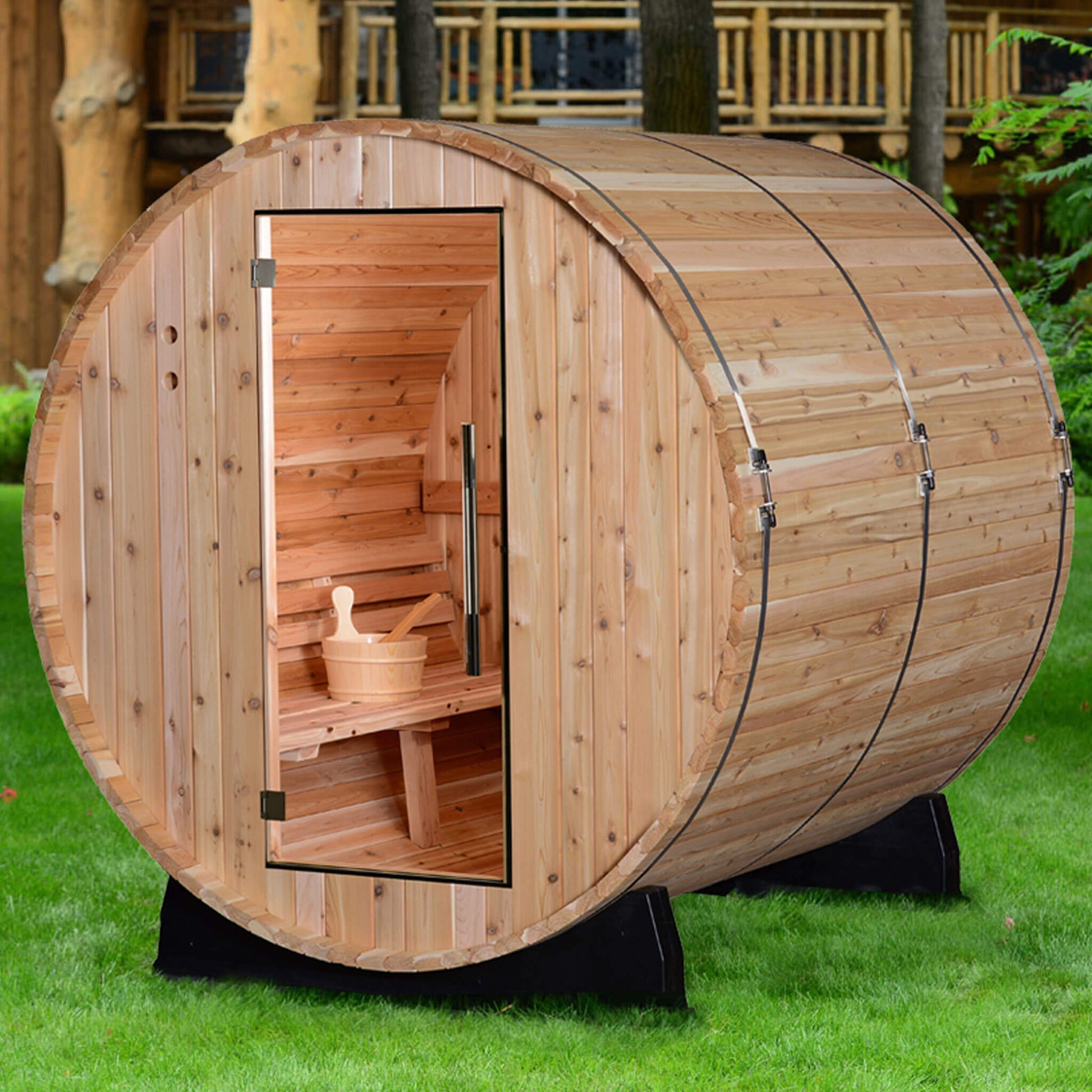 Pinnacle 4 Person Barrel Sauna - Outdoor Saunas