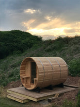 Load image into Gallery viewer, Huntington 4-6 Person Barrel Sauna x Glacier Cold Plunge
