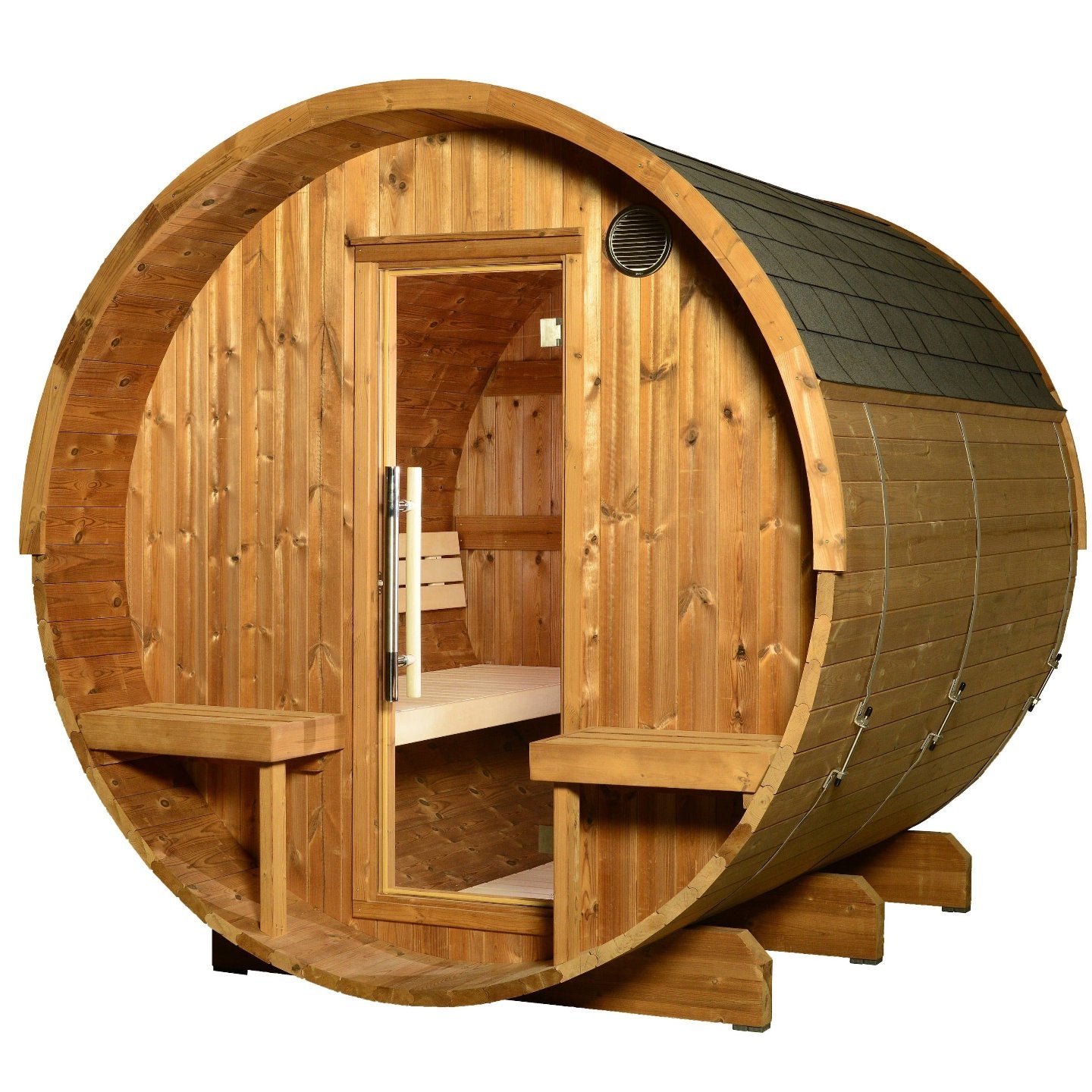 top gear car sauna Magnus 6 Person Canopy Barrel Sauna — Harvia Collection
