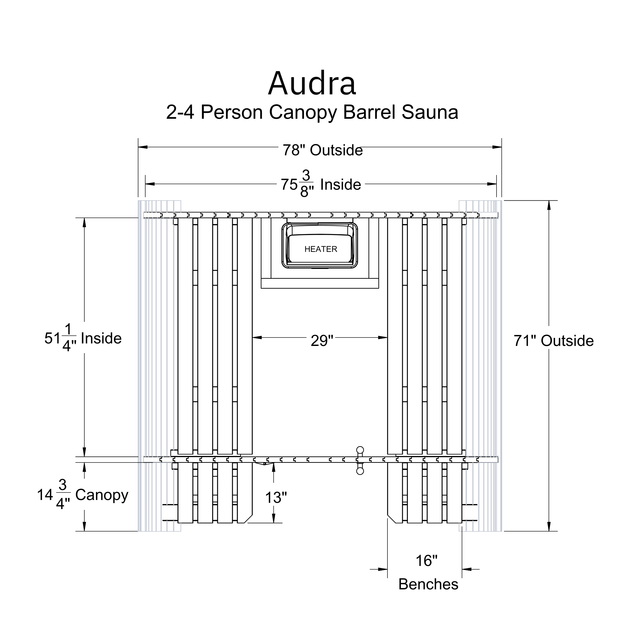 Audra 2-4 Person Canopy Barrel Sauna