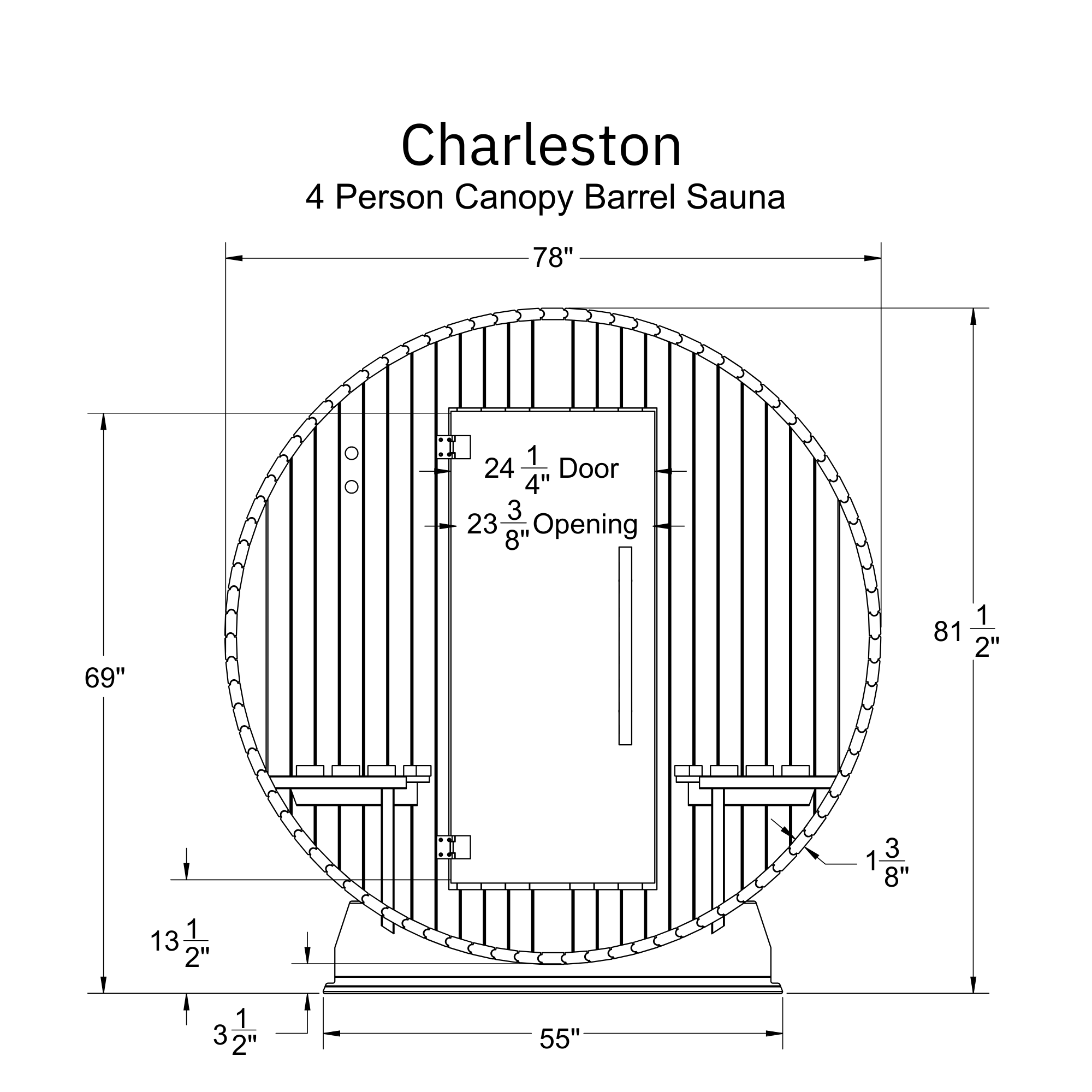 Charleston 4 Person Canopy Barrel Sauna