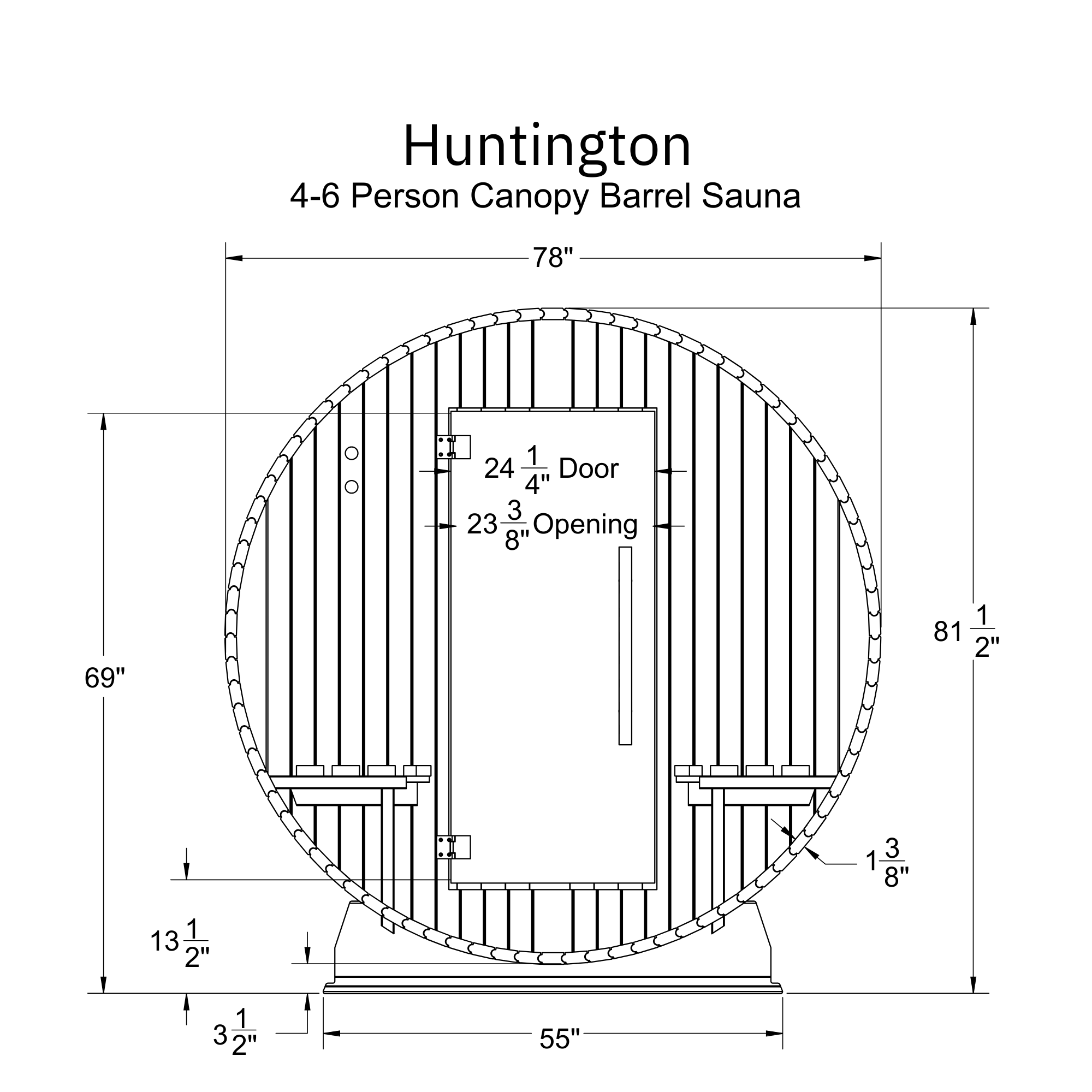 Huntington 4-6 Person Canopy Barrel Sauna