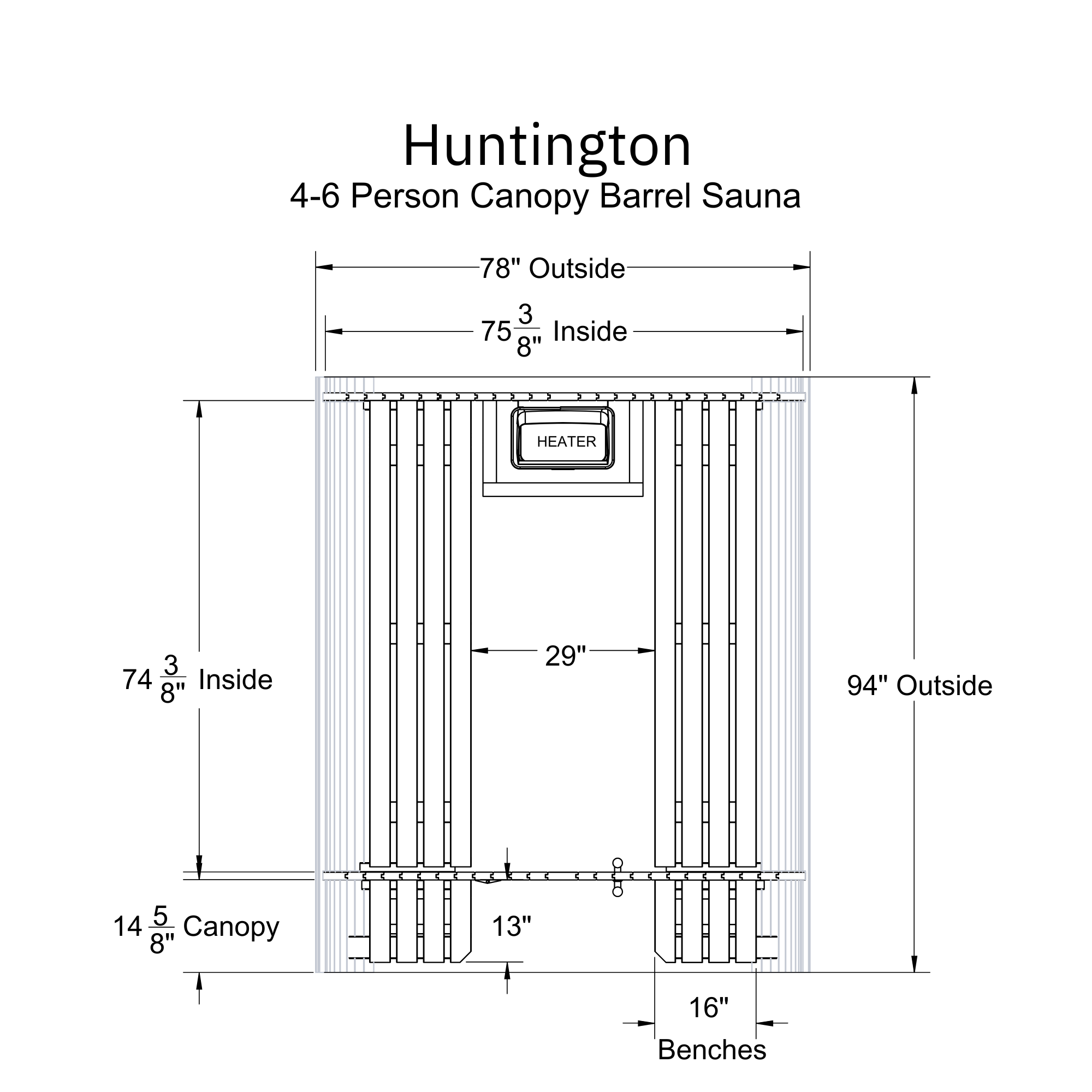 Huntington 4-6 Person Canopy Barrel Sauna