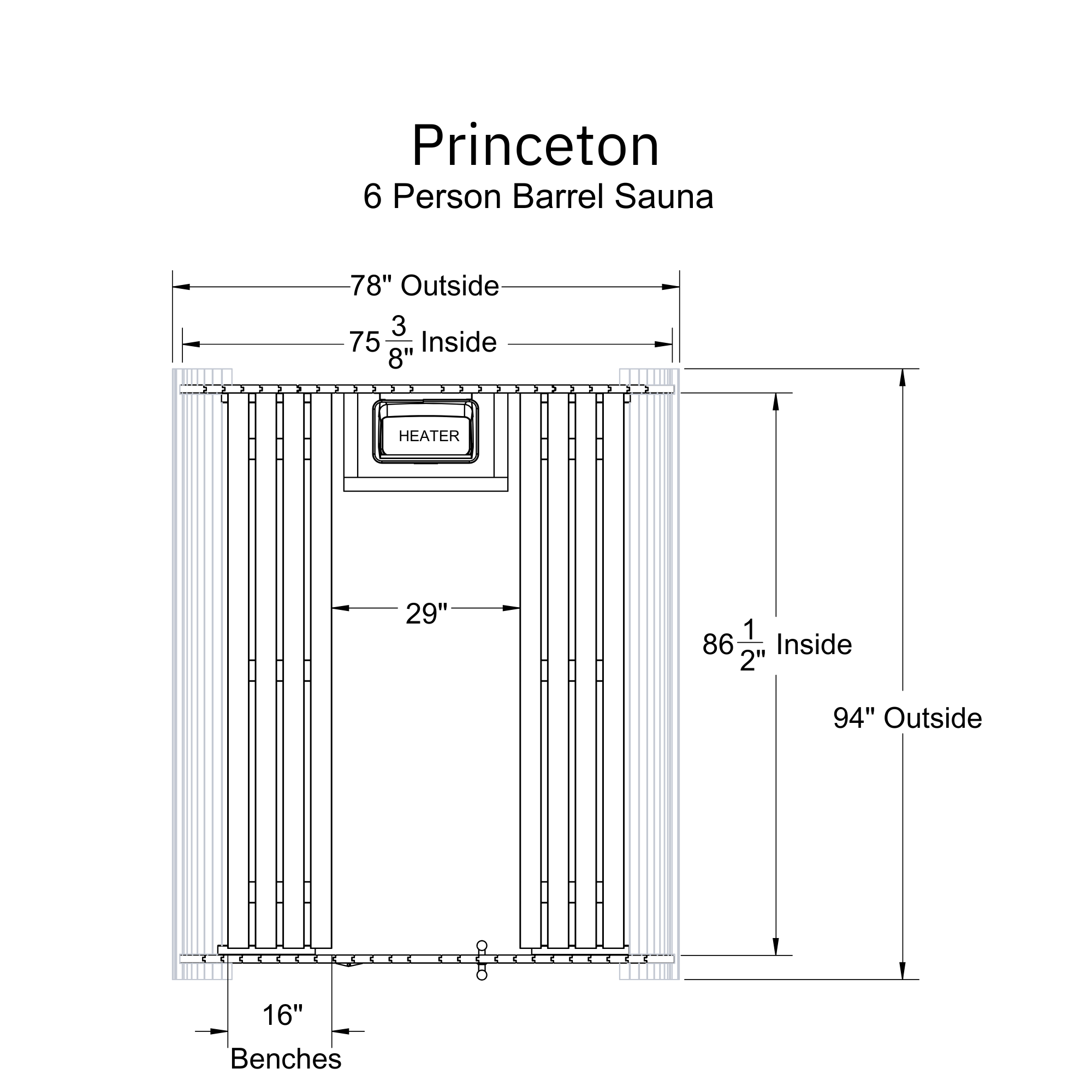 Princeton 6 Person Barrel Sauna