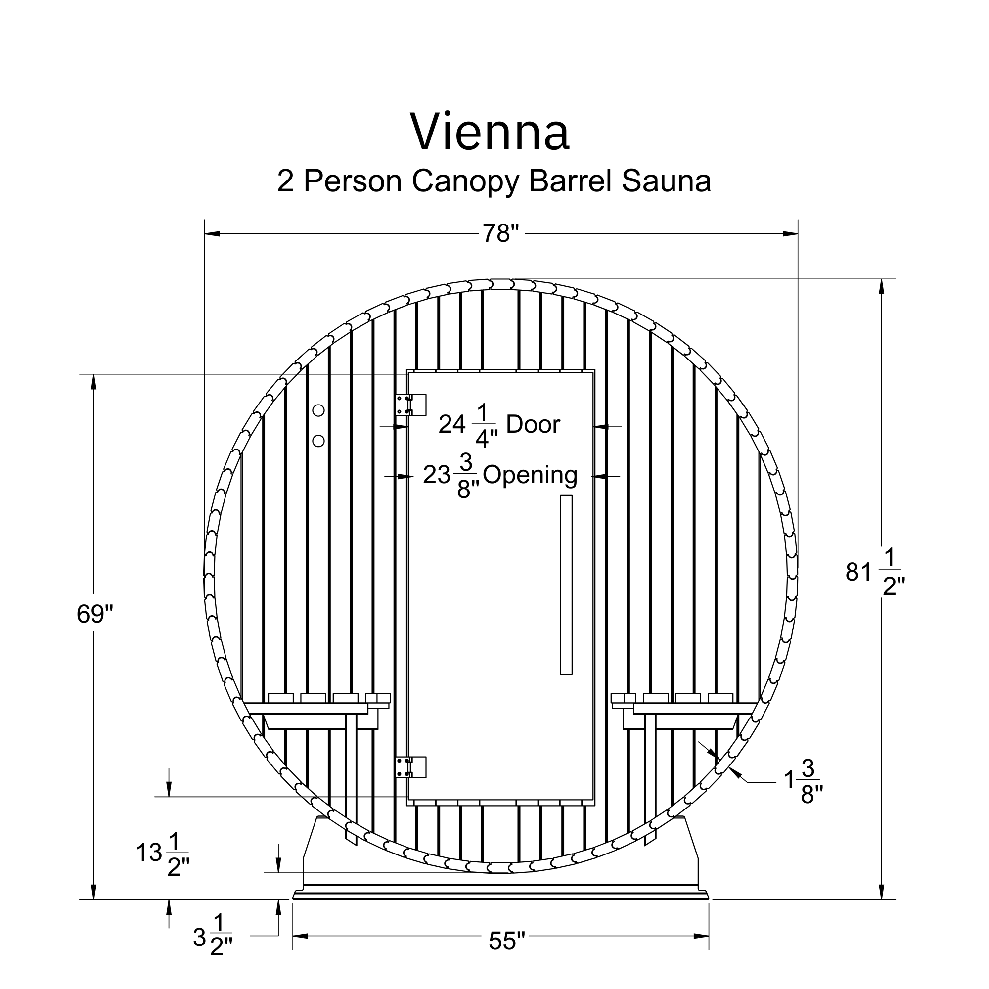 Vienna 2 Person Canopy Barrel Sauna