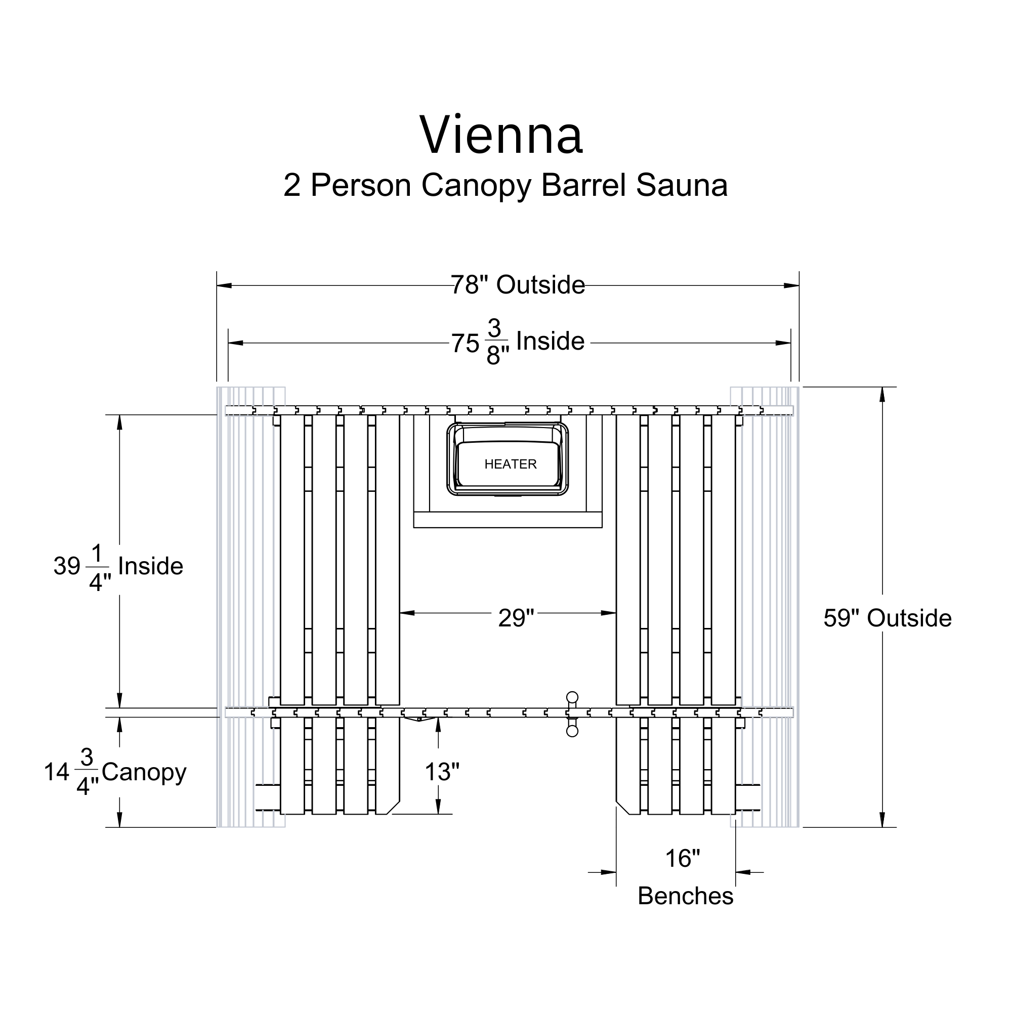 Vienna 2 Person Canopy Barrel Sauna