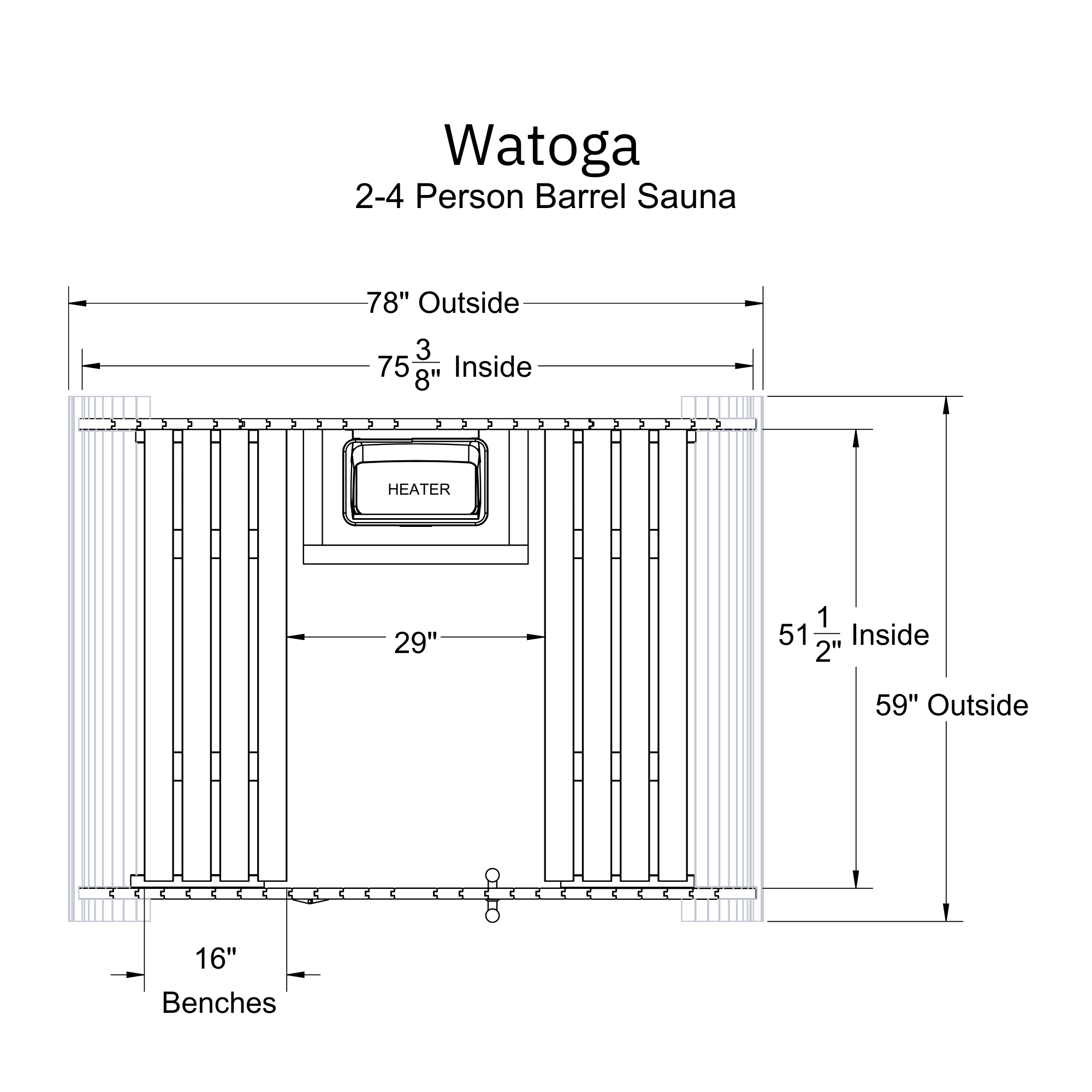 Watoga 2-4 Person Barrel Sauna
