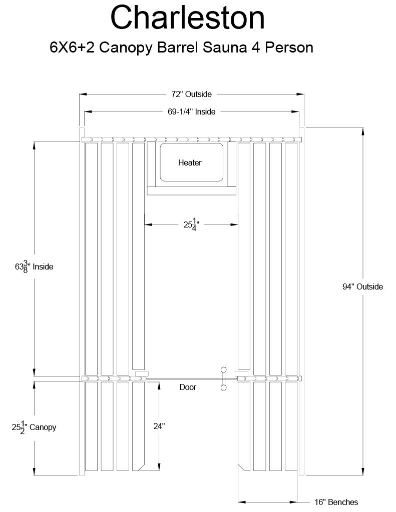 Charleston 4 Person Canopy Barrel Sauna - Outdoor Saunas