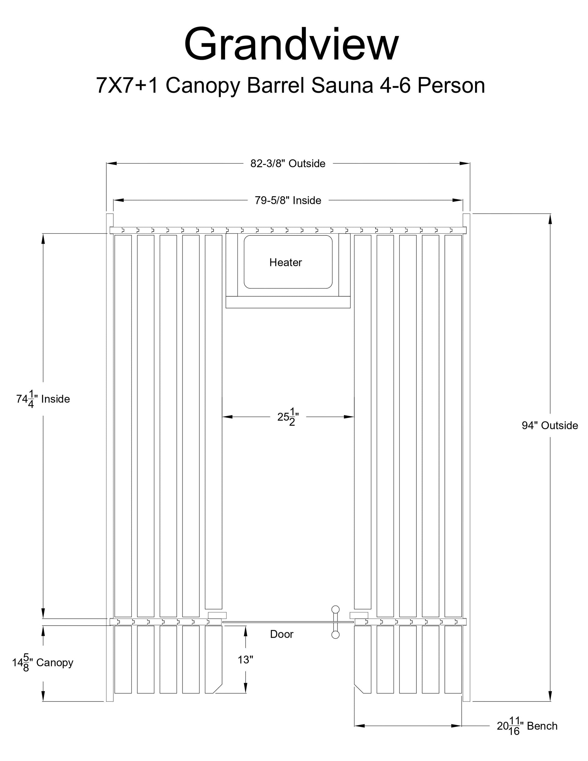 Grandview 4-6 Person Canopy Barrel Sauna - Outdoor Saunas