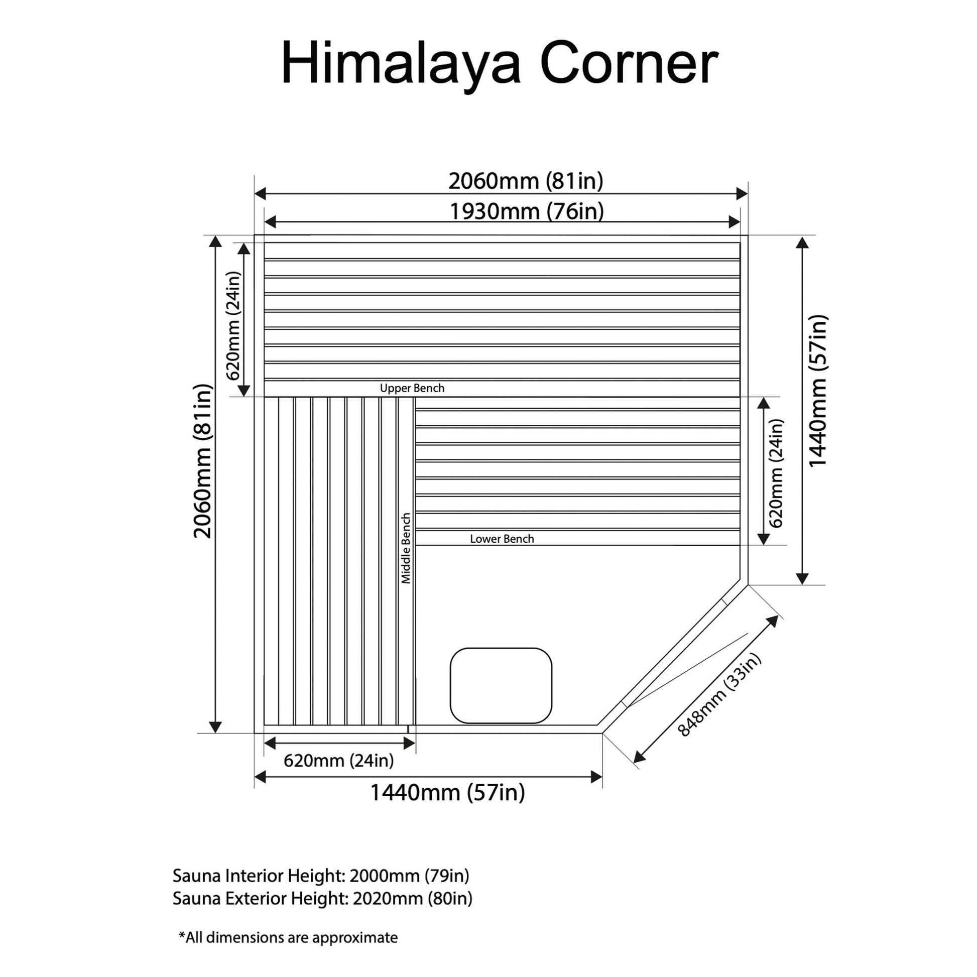 Himalaya Corner 6 Person Indoor Sauna - Indoor Saunas