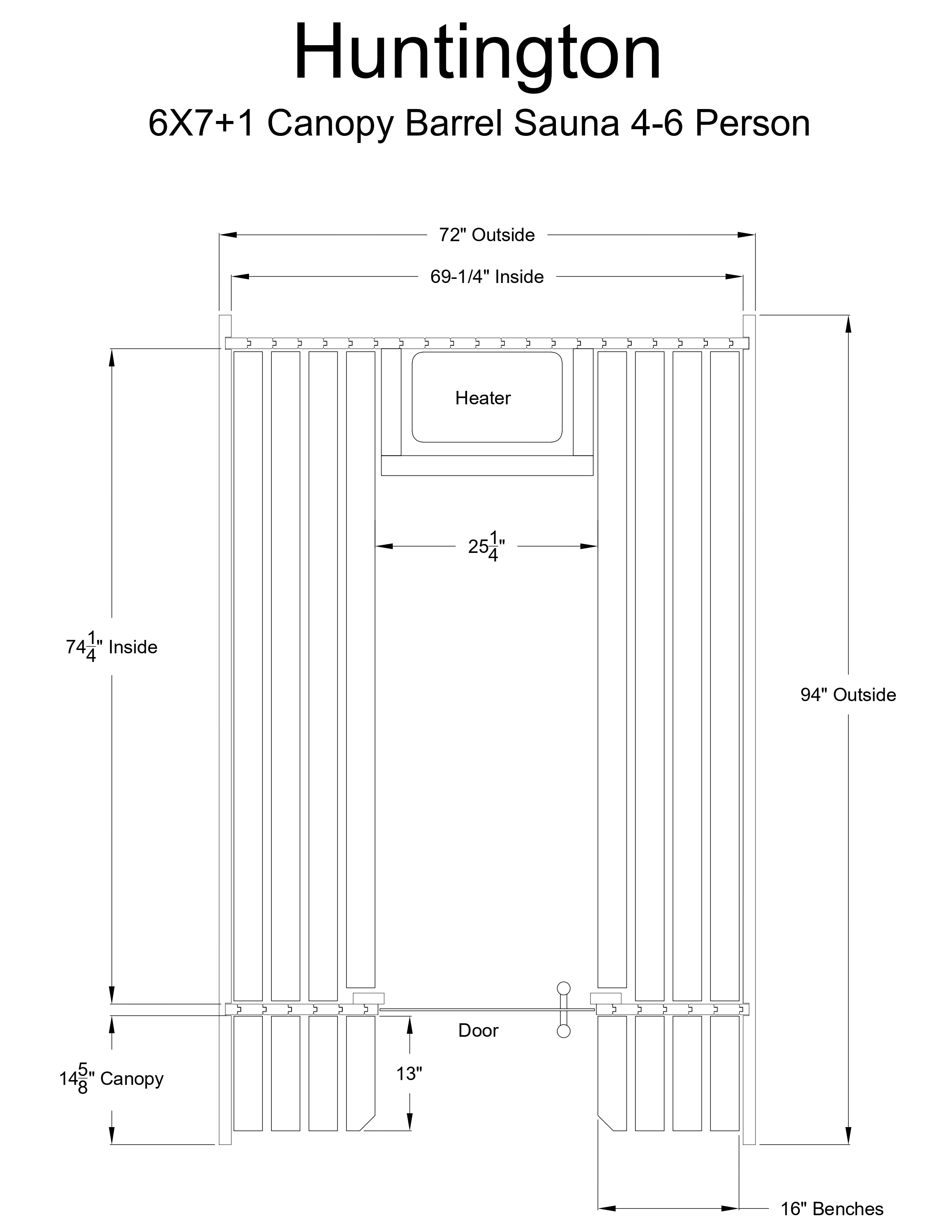 Huntington 4-6 Person Canopy Barrel Sauna