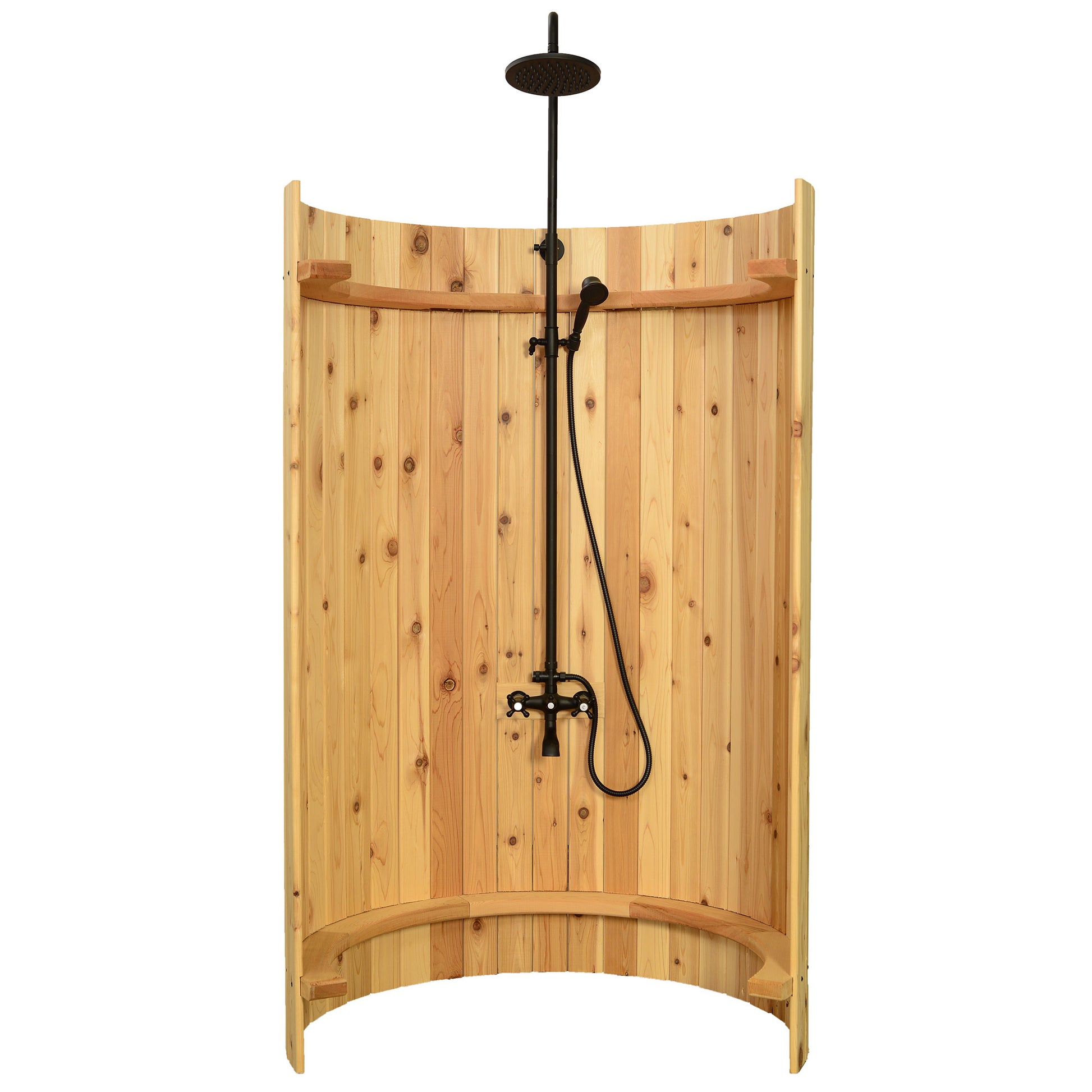 Ellipse Outdoor Shower - Rustic Cedar / Onyx - Outdoor Showers