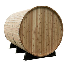 Load image into Gallery viewer, Rear view of the Charleston 4-person barrel sauna.
