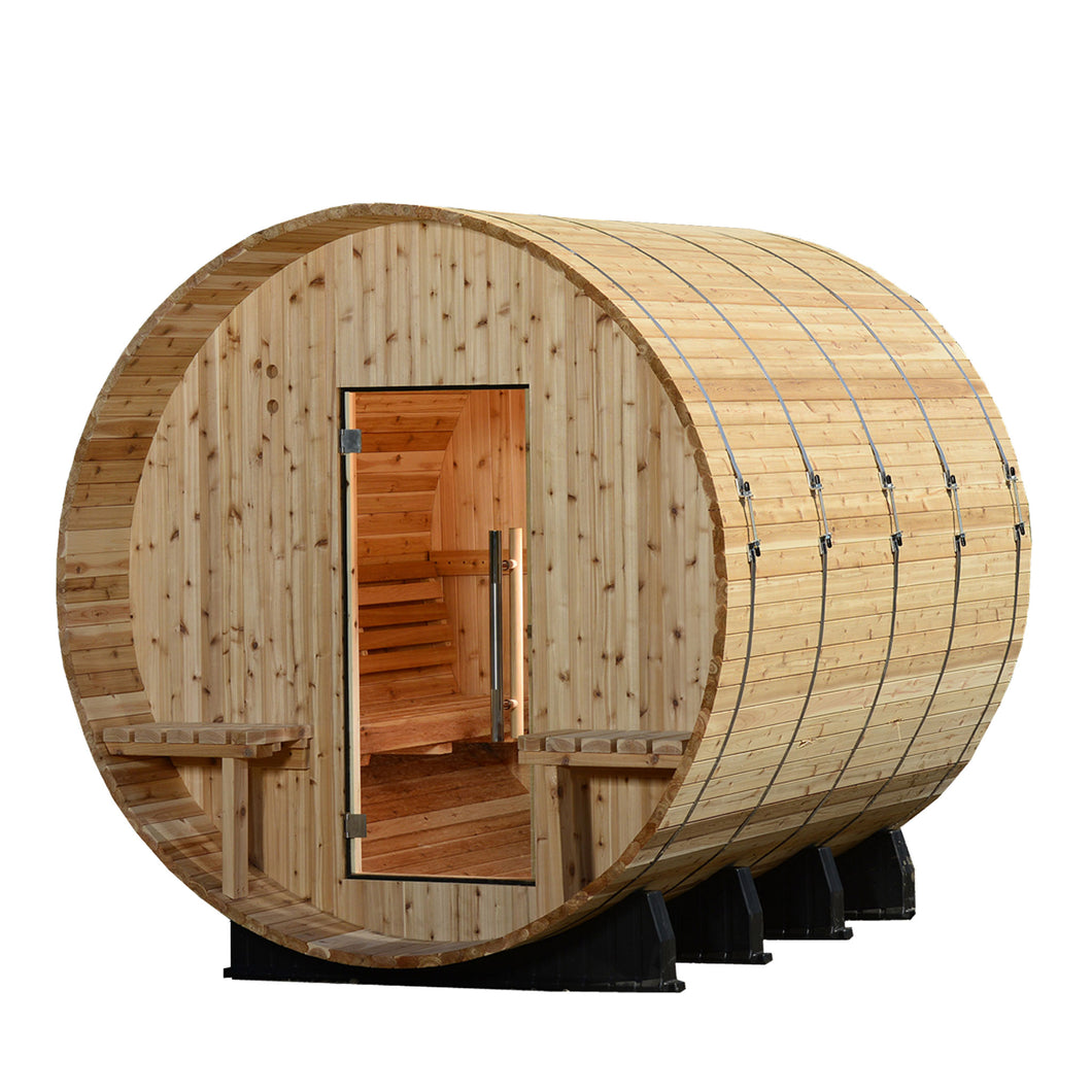 Grandview 8-Person Canopy Sauna with glass door. 